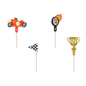 Toppers PartyDeco voitures 4 pièces