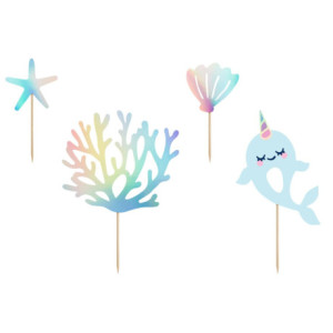 Toppers PartyDeco narval 4 pièces