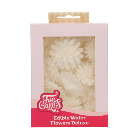 Fleurs comestibles en azyme FunCakes moyenne pâquerette blanche 8,5 cm 12 pièces