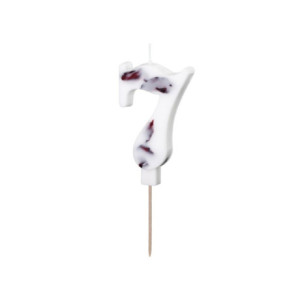 Bougie PartyDeco chiffre 7 blanc fleuri