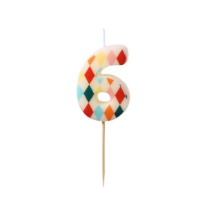 Bougie PartyDeco chiffre 6 losange