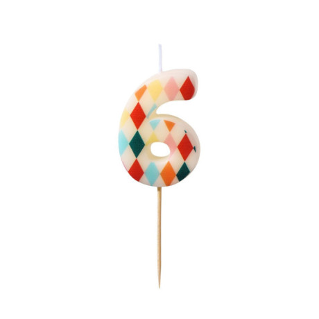 Bougie PartyDeco chiffre 6 losange
