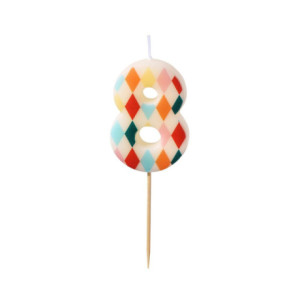 Bougie PartyDeco chiffre 8 losange