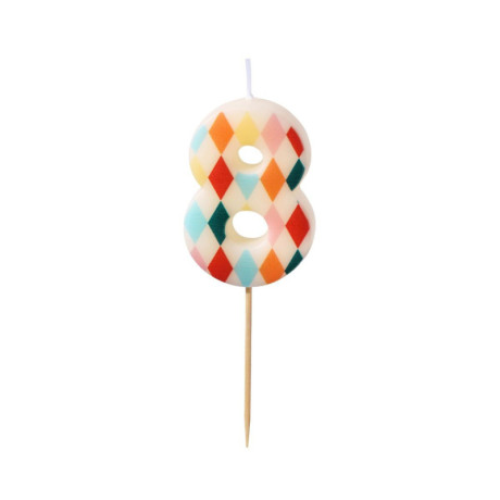 Bougie PartyDeco chiffre 8 losange