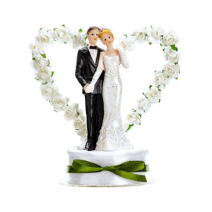 Figurine PartyDeco jeunes mariés blanc 16 cm