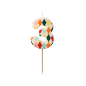 Bougie PartyDeco chiffre 3 losange