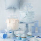 Bougies PartyDeco bleu et or 14 cm (lot de 12)