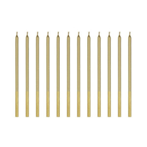 Bougies PartyDeco or 14 cm (lot de 12)