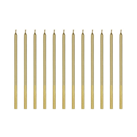 Bougies PartyDeco or 14 cm (lot de 12)