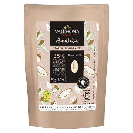Amatika Blanche 35% vegan white chocolate beans 250 g